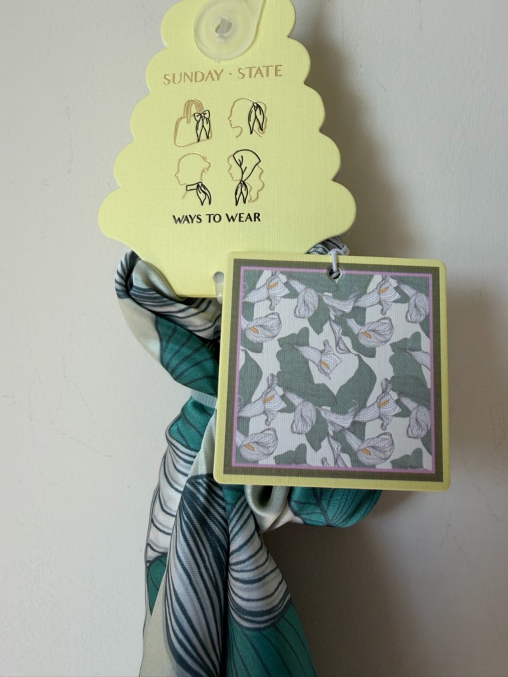 Sunday State calla lily Floral & Teal Scarf